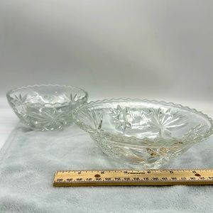 Anchor Hocking Vintage Heavy Cut Pressed Glass Candy Dish Bundle of (Two)